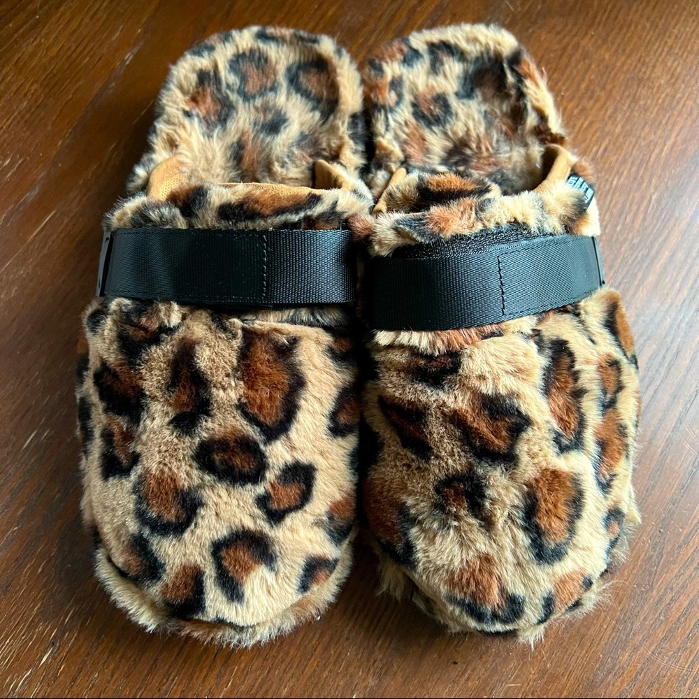 Alanui x Suicoke Furry Leopard Slides